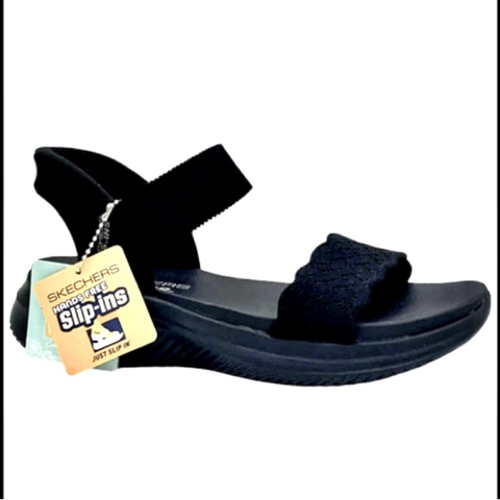 Skechers Slip Ins Ultra-Flex Knit Sandals Feelin' Pretty Black Women’s size 8